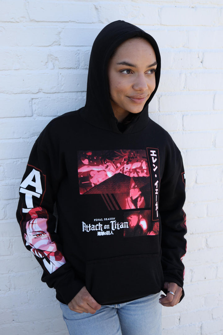 Attack On Titan Final Season Eren Yeager Titan Collage Licensed Adult Hoodie