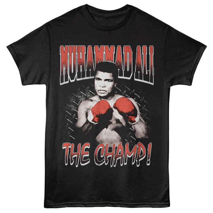 Muhammad Ali - The Champ - Front Print Adult Short Sleeve Solid T-Shirt - Black