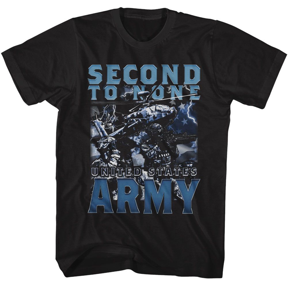 US Army - Second To None - American Classics - Solid Black Adult Short Sleeve T-Shirt