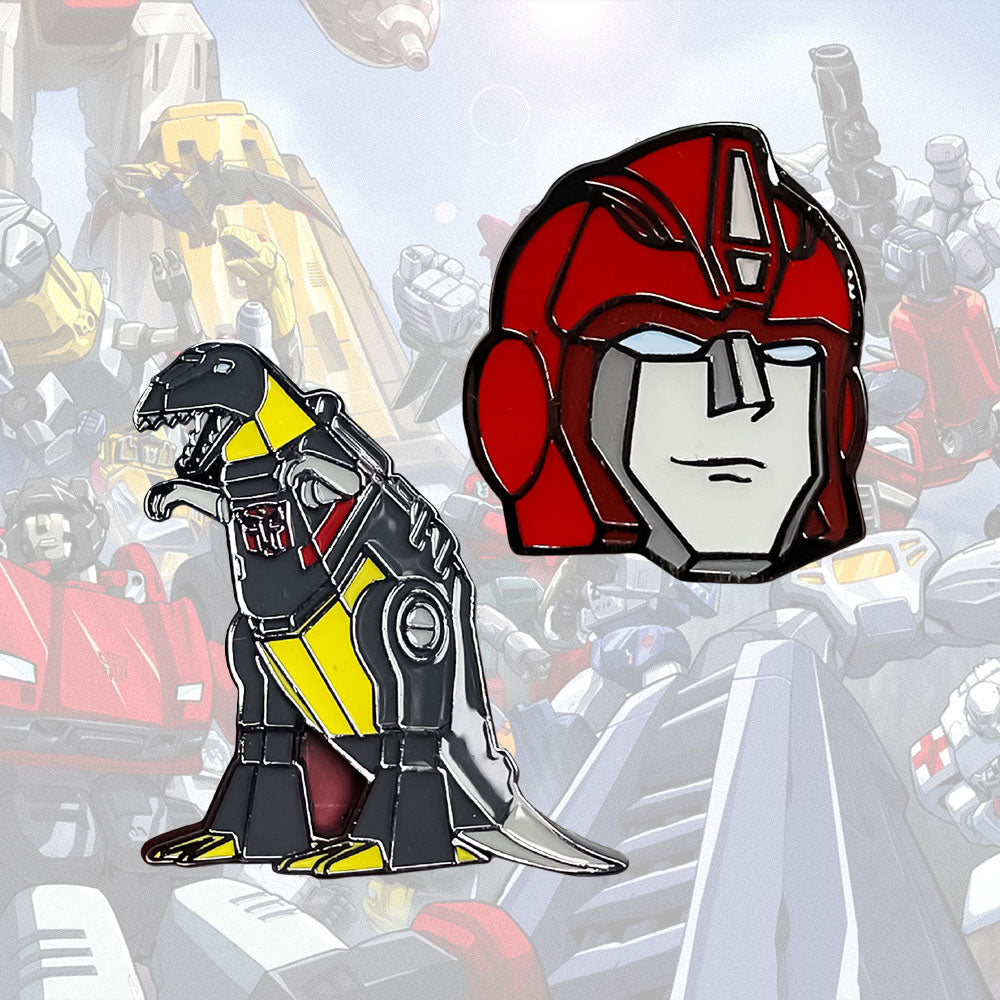 Transformers Autobots Hot Rod And Grimlock 2 Pack Enamel Pin Set