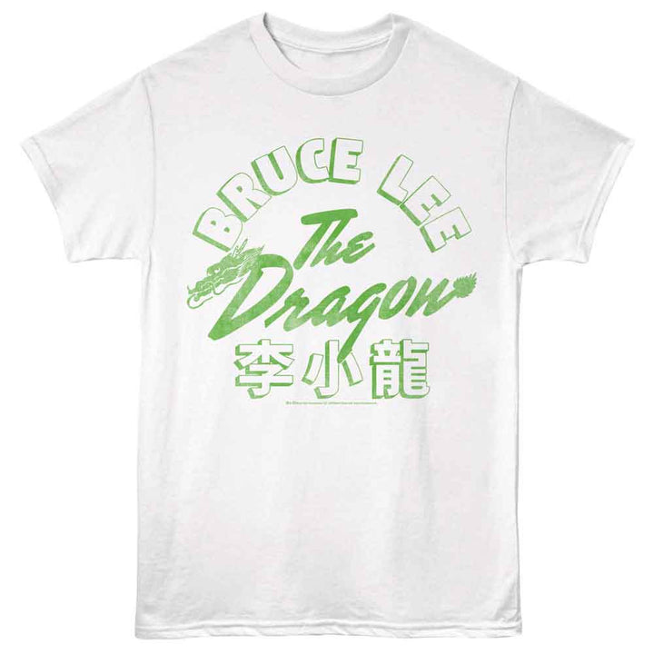 Bruce Lee - Dragon - White - Front Print Solid Adult Unisex Short Sleeve T-Shirt