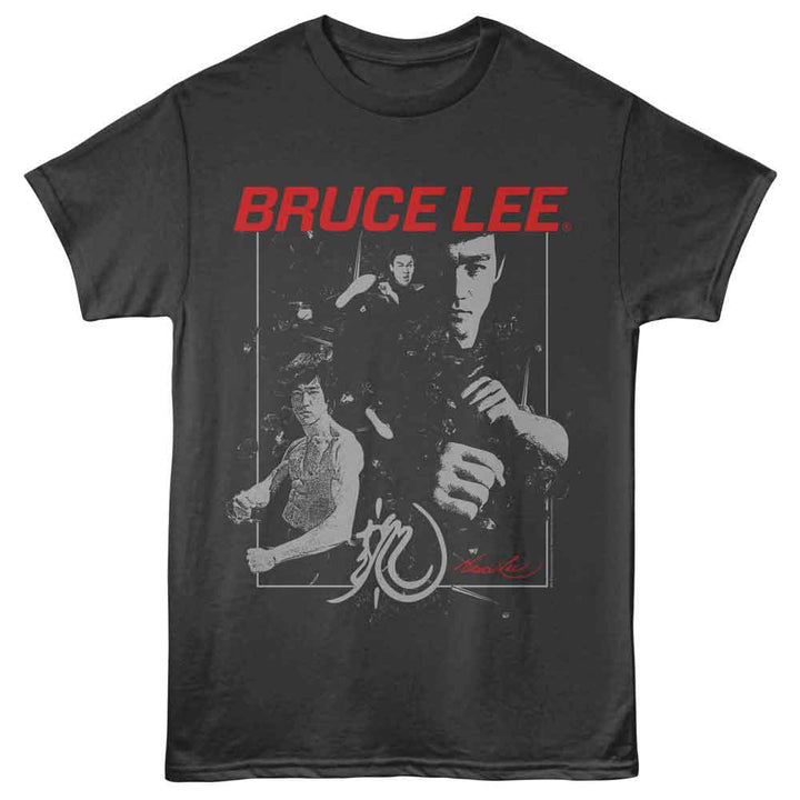 Bruce Lee - Action - Gray - Front Print Solid Adult Unisex Short Sleeve T-Shirt