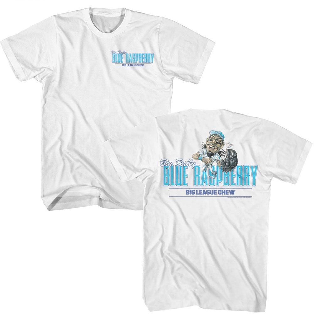 Big League Chew - Blue Raspberry - American Classics - Solid White Adult Short Sleeve T-Shirt