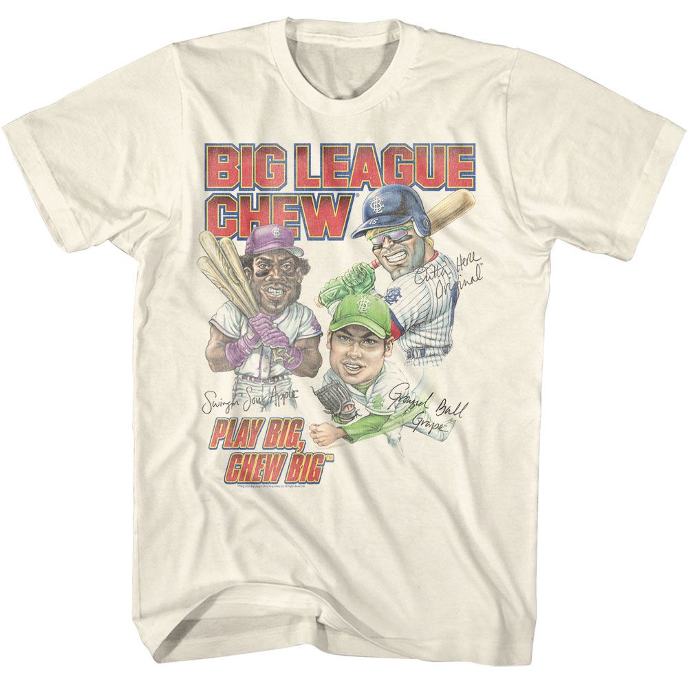 Big League Chew - Play Big Chew Big - American Classics - Solid Off-White Adult Short Sleeve T-Shirt