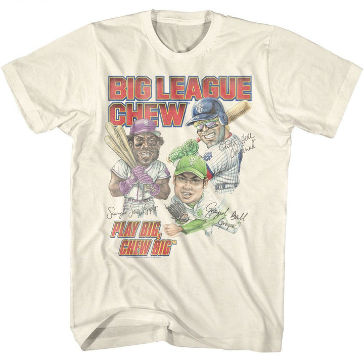 Big League Chew - Play Big Chew Big - American Classics - Solid Off-White Adult Short Sleeve T-Shirt