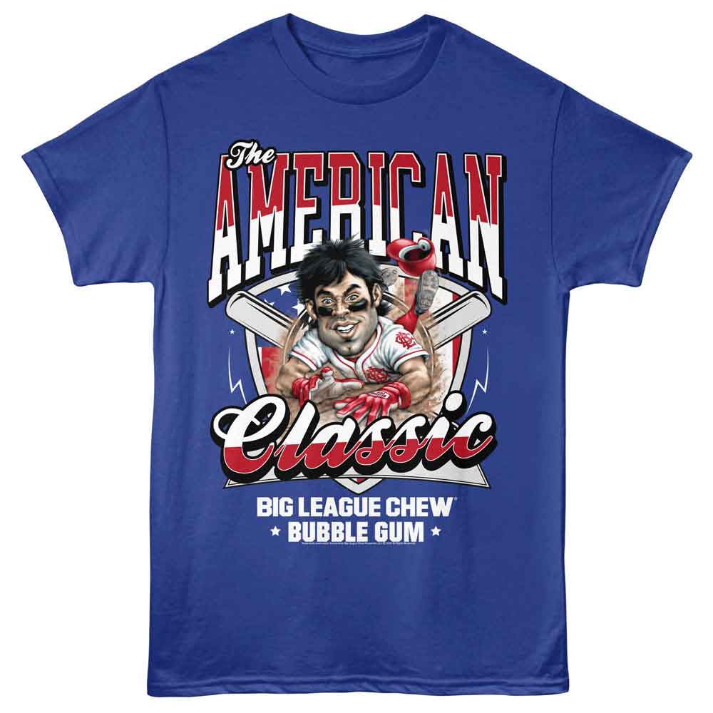 Big League Chew - American Classic - Front Print Adult Short Sleeve Solid T-Shirt - Royal