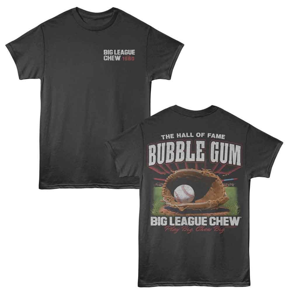 Big League Chew - Baseball Glove - 2-Sided Print Adult Short Sleeve Solid T-Shirt - Smoke