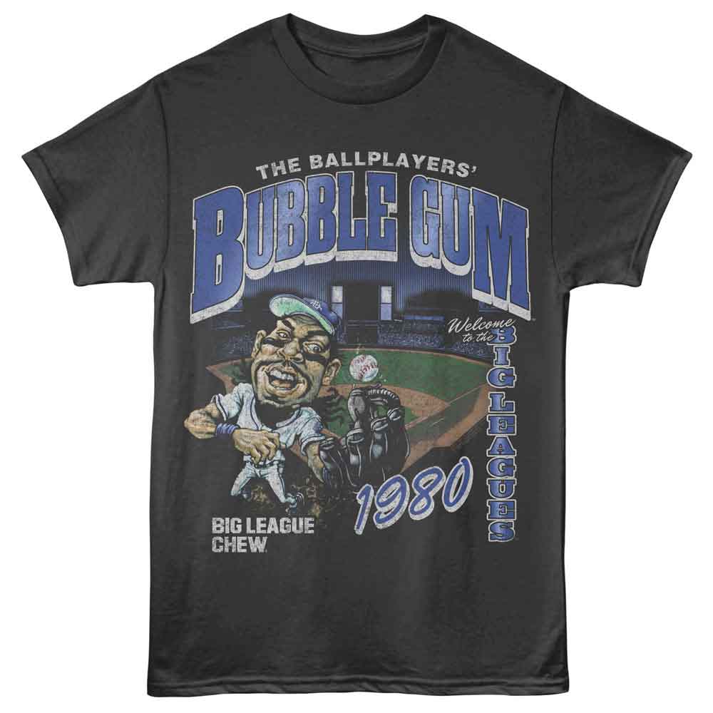 Big League Chew - Baseball Field - Front Print Adult Short Sleeve Solid T-Shirt - Smoke