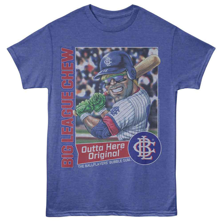 Big League Chew - Outta Here Slugger - Front Print Adult Short Sleeve Heather T-Shirt - Royal Heather