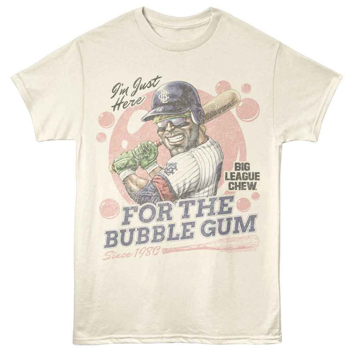 Big League Chew - Just Here For Gum - Off-White - Front Print Solid Adult Unisex Short Sleeve T-Shirt