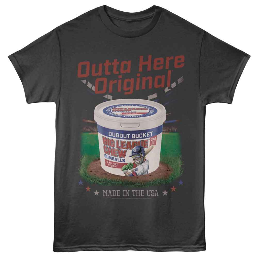 Big League Chew - Dugout Bucket - Front Print Adult Short Sleeve Solid T-Shirt - Smoke