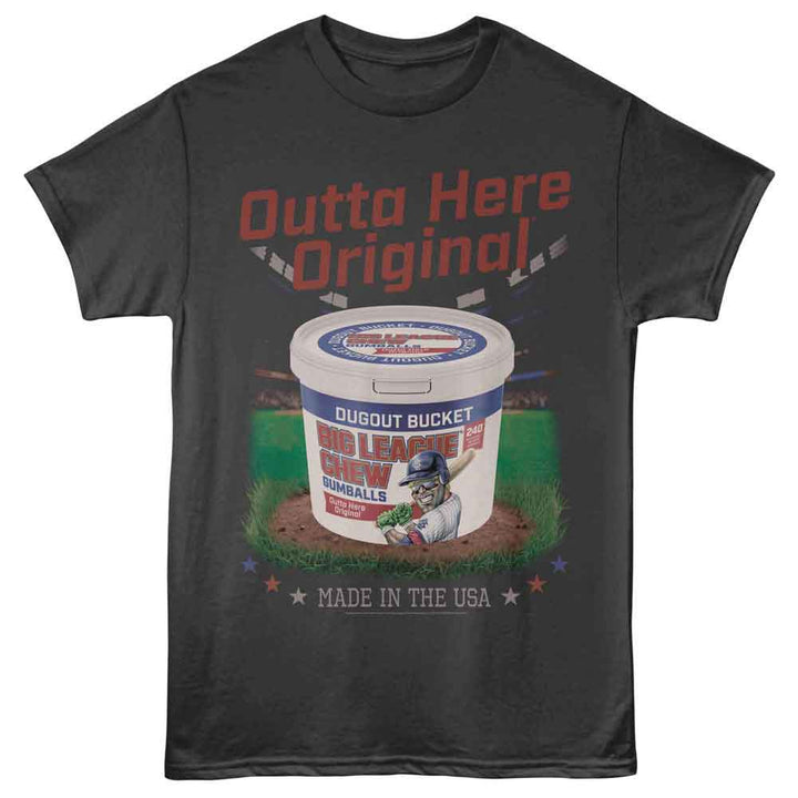 Big League Chew - Dugout Bucket - Front Print Adult Short Sleeve Solid T-Shirt - Smoke