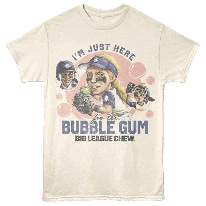 Big League Chew - Softball Here For Gum - Off-White - Front Print Solid Adult Unisex Short Sleeve T-Shirt