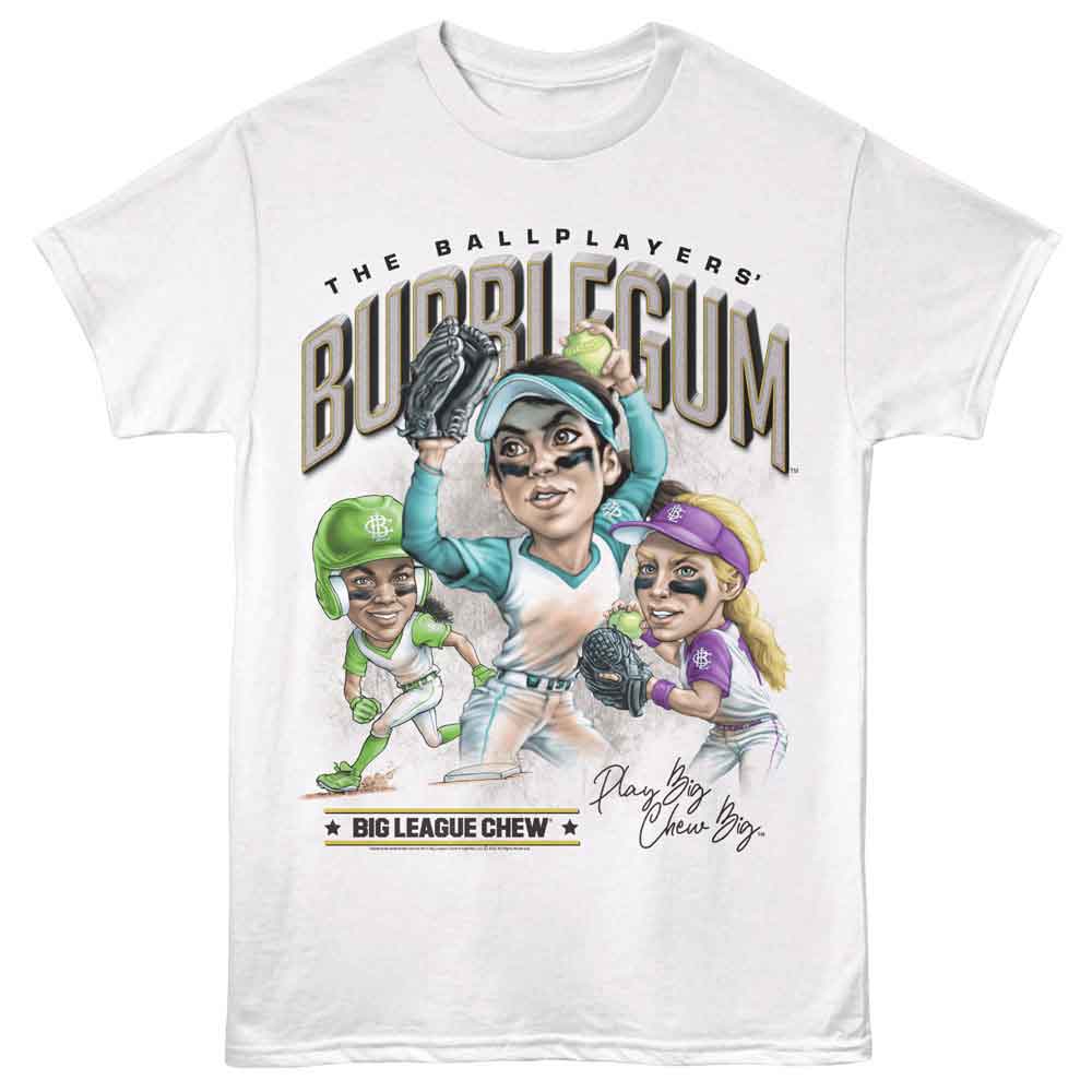 Big League Chew - Soft Ballplayers - White - Front Print Solid Adult Unisex Short Sleeve T-Shirt