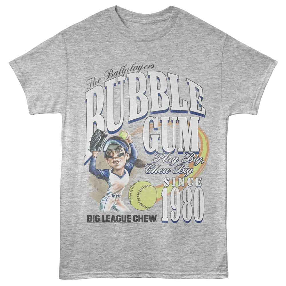 Big League Chew - Flying Softball - Gray - Front Print Solid Adult Unisex Short Sleeve T-Shirt