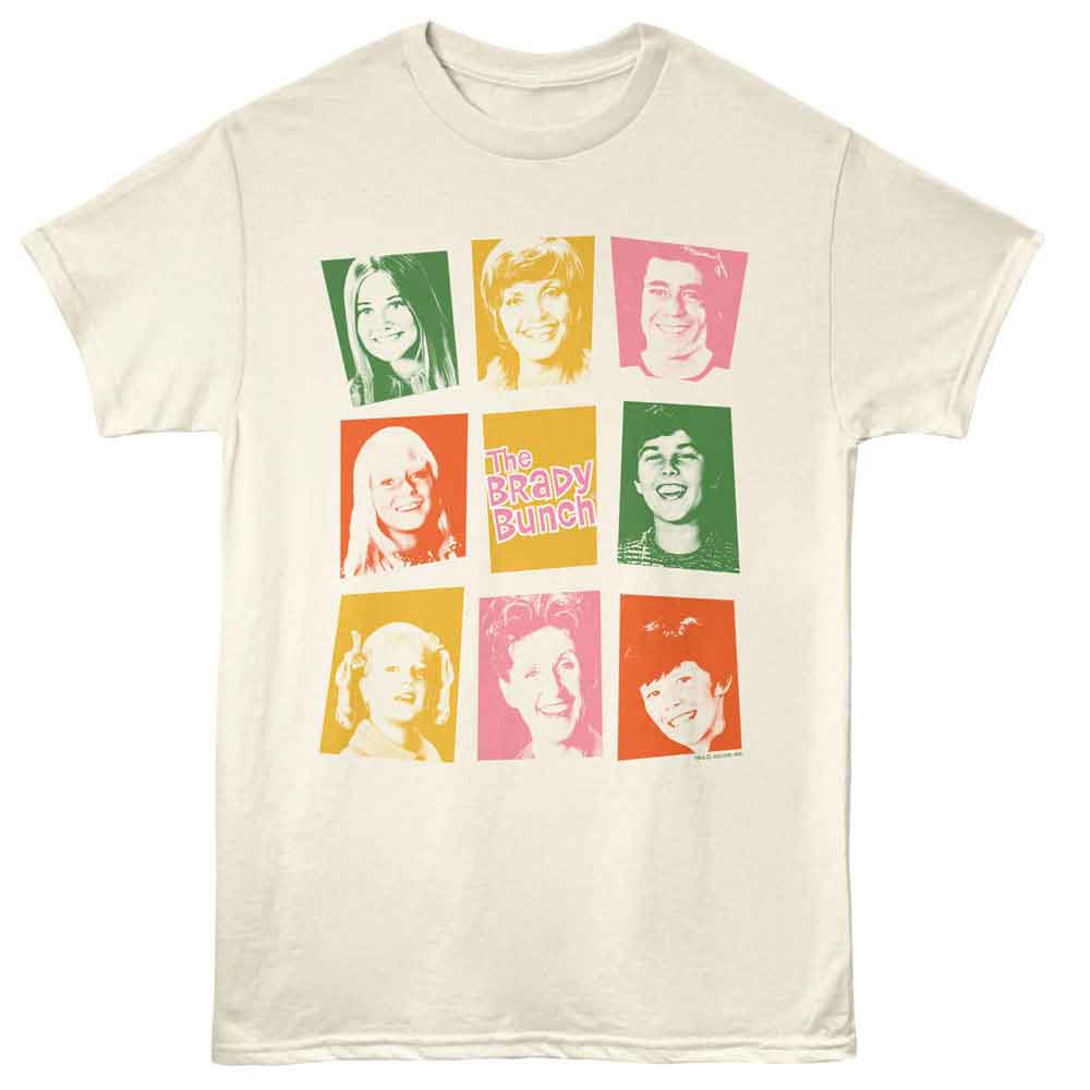 Brady Bunch - Intro Squares Multi - American Classics - Natural Adult Short Sleeve T-Shirt