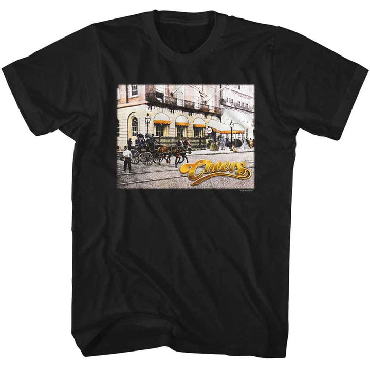 Cheers - Street View - American Classics - Black Front Print Adult Short Sleeve T-Shirt
