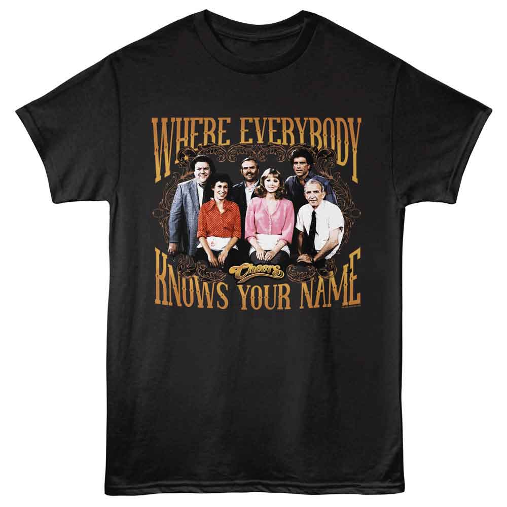 Cheers - Everybody Knows Your Name - American Classics - Front Print Black Adult Short Sleeve T-Shirt