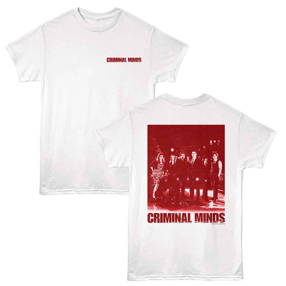 Criminal Minds - Group Lot - 2-Sided Print Adult Short Sleeve Solid T-Shirt - White