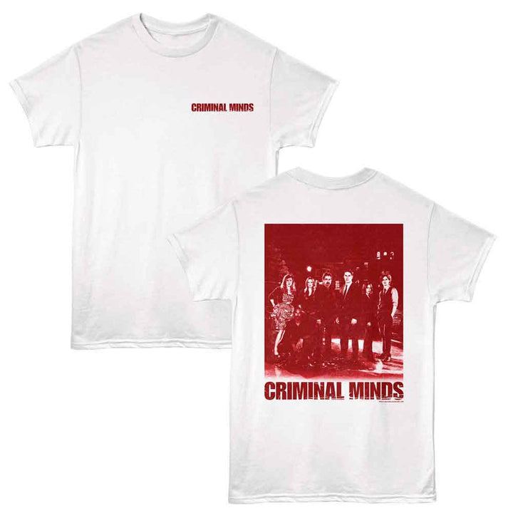 Criminal Minds - Group Lot - 2-Sided Print Adult Short Sleeve Solid T-Shirt - White