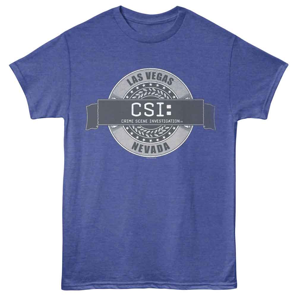 CSI - Badge - American Classics - Blue Front Print Heather Adult Short Sleeve T-Shirt