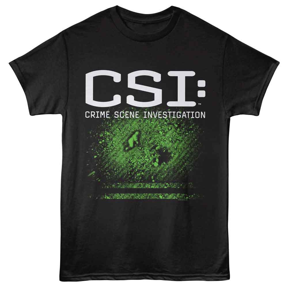 CSI - Crime Scene - American Classics - Black Front Print Adult Short Sleeve T-Shirt