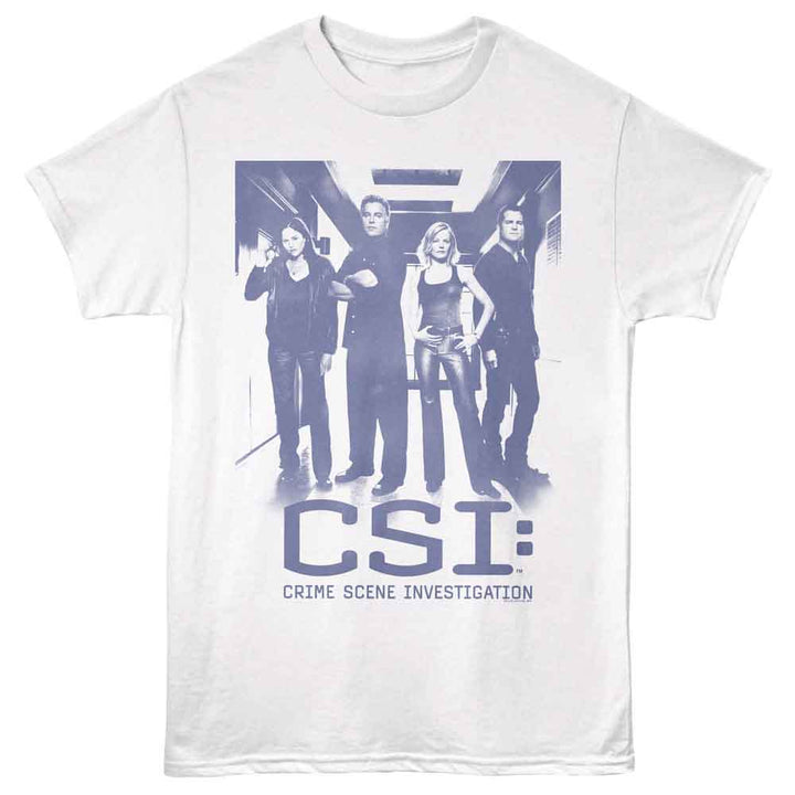 CSI - Group Hallway - American Classics - Front Print White Adult Short Sleeve T-Shirt