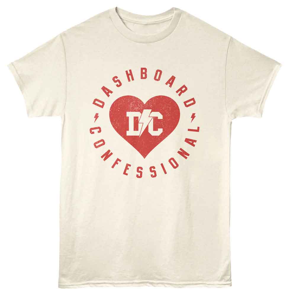 Dashboard Confessional - Lightning Bolt Heart - Off-White - Front Print Solid Adult Unisex Short Sleeve T-Shirt