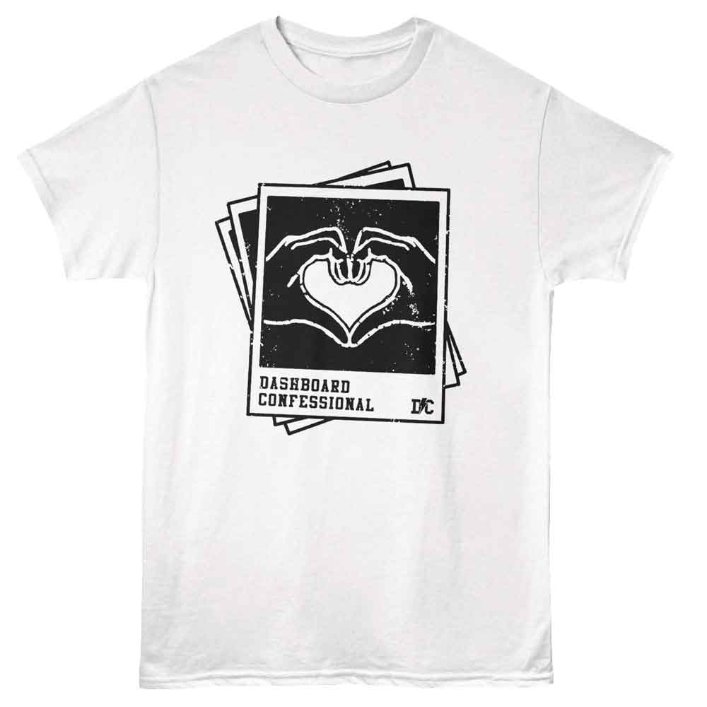 Dashboard Confessional - Pictures Hand Heart - White - Front Print Solid Adult Unisex Short Sleeve T-Shirt