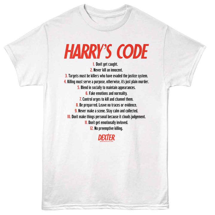 Dexter - Harrys Code - American Classics - White Adult Short Sleeve T-Shirt
