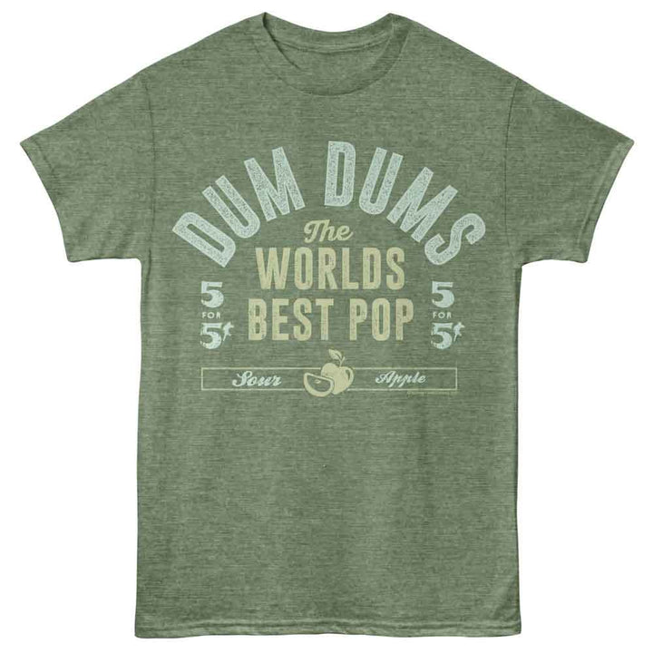 Dum Dums - Worlds Best - Green - Front Print Heather Adult Unisex Short Sleeve T-Shirt