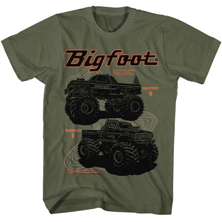Bigfoot - 1 And 4 - Officially Licensed - Green Solid Front Print Adult Short Sleeve T-Shirt