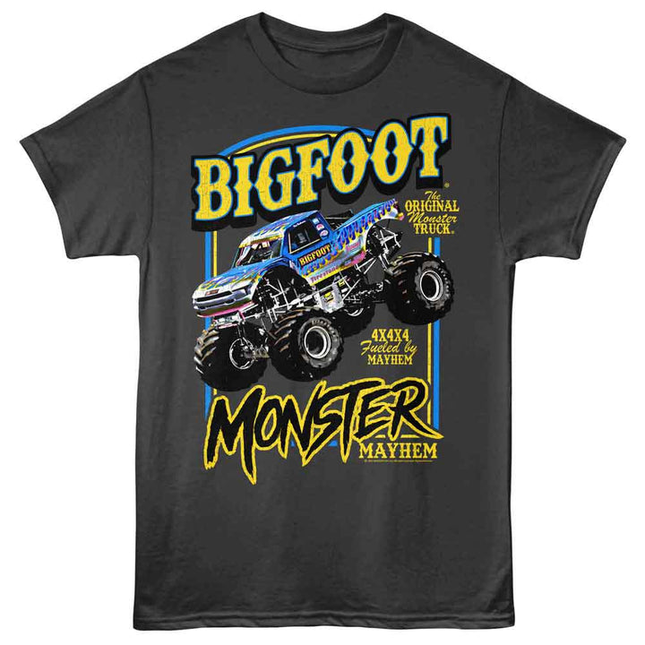 Bigfoot - Mayhem Monster - Front Print Adult Short Sleeve Solid T-Shirt - Smoke