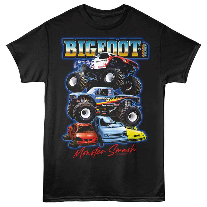 Bigfoot - Pile Up - Front Print Adult Short Sleeve Solid T-Shirt - Black
