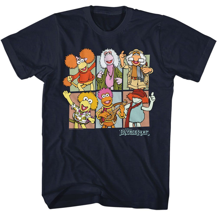 Fraggle Rock - Squares - American Classics - Solid Blue Adult Short Sleeve T-Shirt