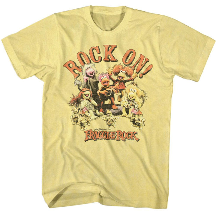 Fraggle Rock - Rock On Puppets - American Classics - Heather Yellow Adult Short Sleeve T-Shirt