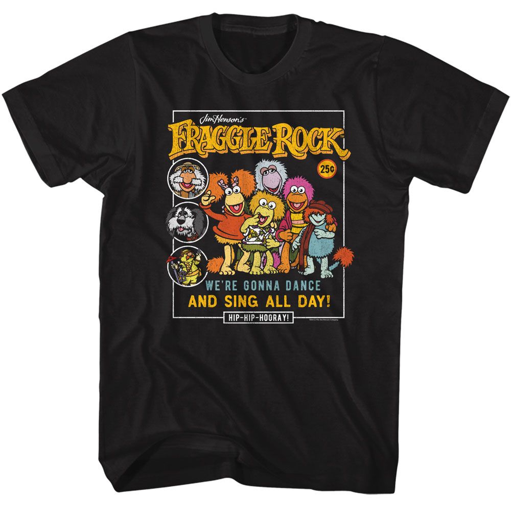 Fraggle Rock - Comic Cover Style - American Classics - Solid Black Adult Short Sleeve T-Shirt