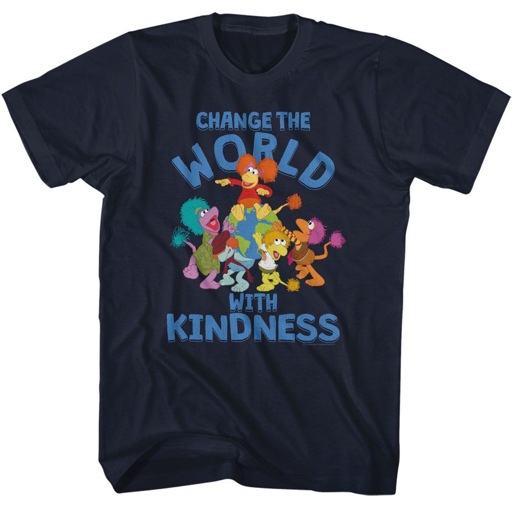 Fraggle Rock - Change The World - American Classics - Solid Blue Adult Short Sleeve T-Shirt