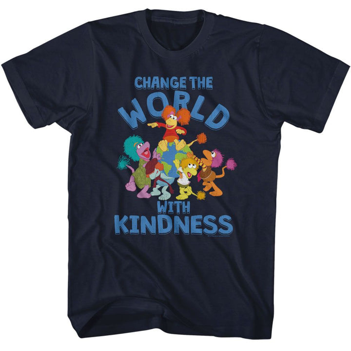 Fraggle Rock - Change The World - American Classics - Solid Blue Adult Short Sleeve T-Shirt