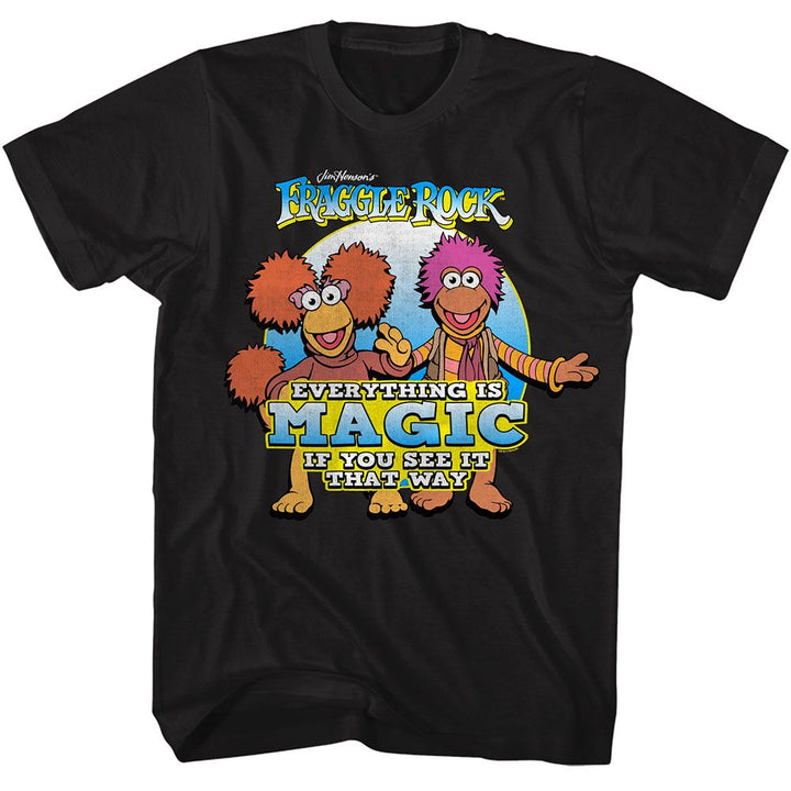Fraggle Rock - Everything Is Magic - American Classics - Solid Black Adult Short Sleeve T-Shirt