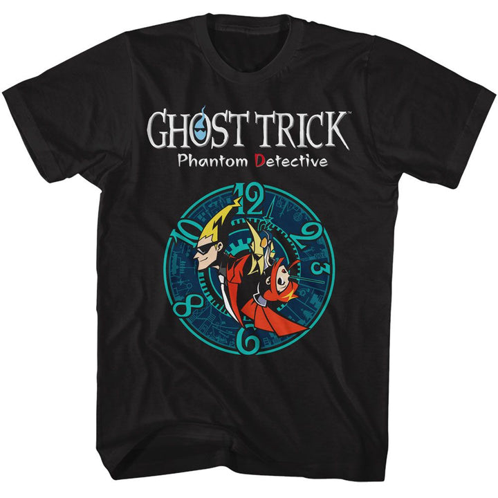 Ghost Trick - Characters And Clock - American Classics - Solid Black Adult Short Sleeve T-Shirt