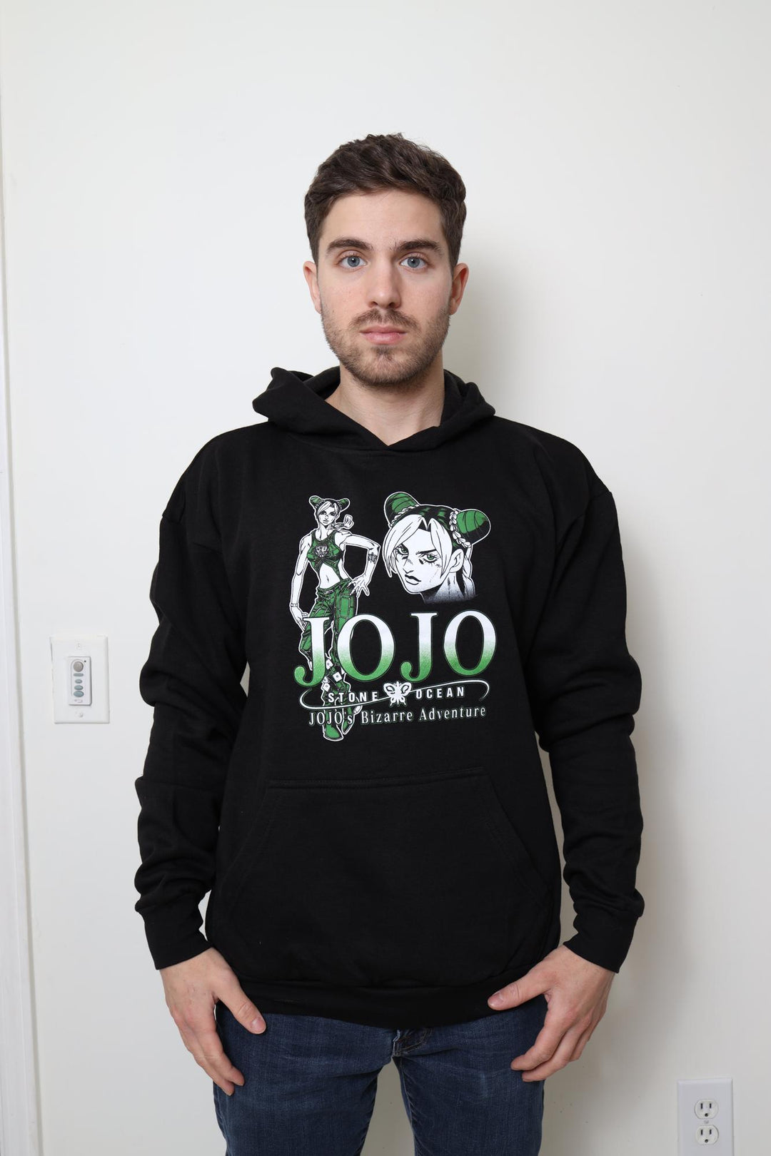 JoJo's Bizarre Adventure Jolyne Cujoh Green & White - Front & Back Print - Licensed Adult Hoodie