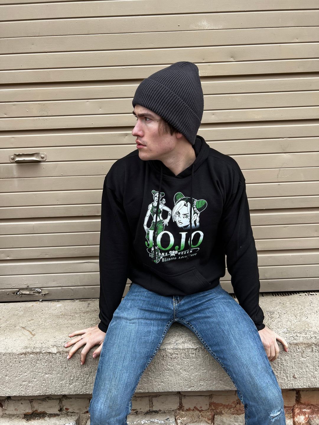 JoJo's Bizarre Adventure Jolyne Cujoh Green & White - Front & Back Print - Licensed Adult Hoodie