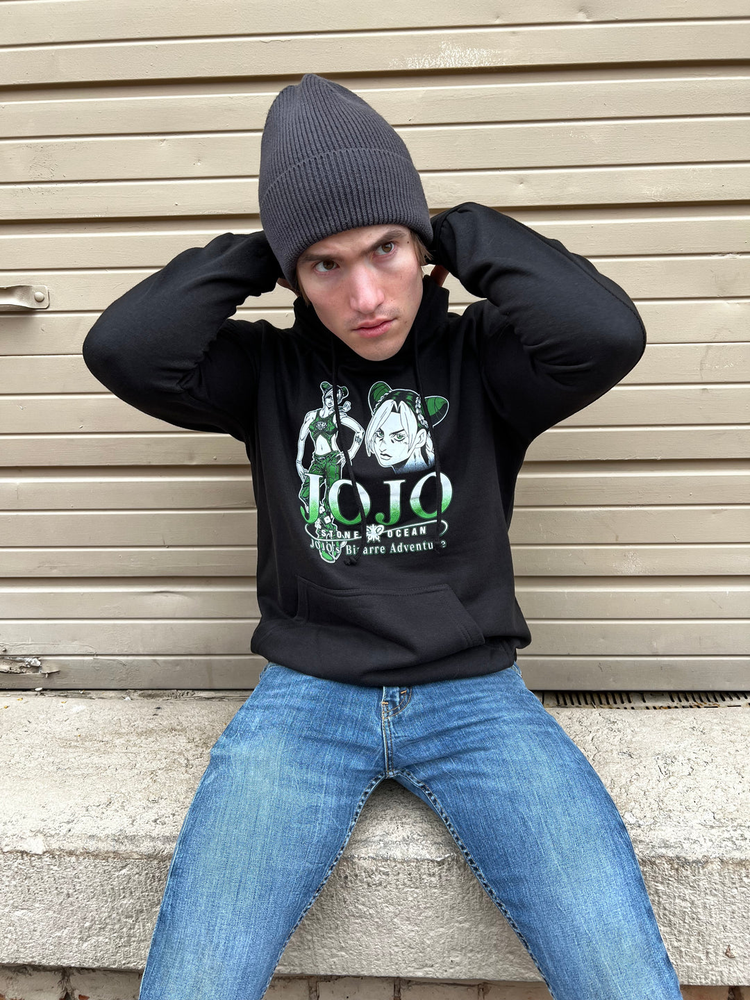 JoJo's Bizarre Adventure Jolyne Cujoh Green & White - Front & Back Print - Licensed Adult Hoodie