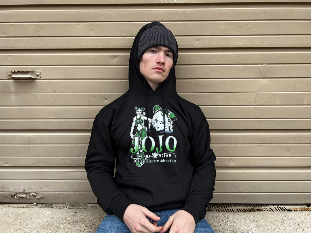 JoJo's Bizarre Adventure Jolyne Cujoh Green & White - Front & Back Print - Licensed Adult Hoodie