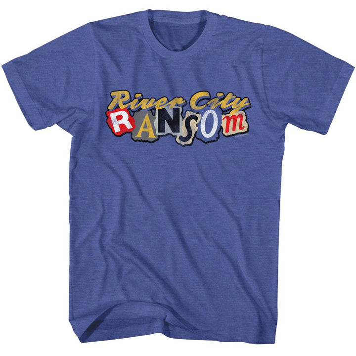 River City Ransom - Logo - American Classics - Heather Blue Adult Short Sleeve T-Shirt