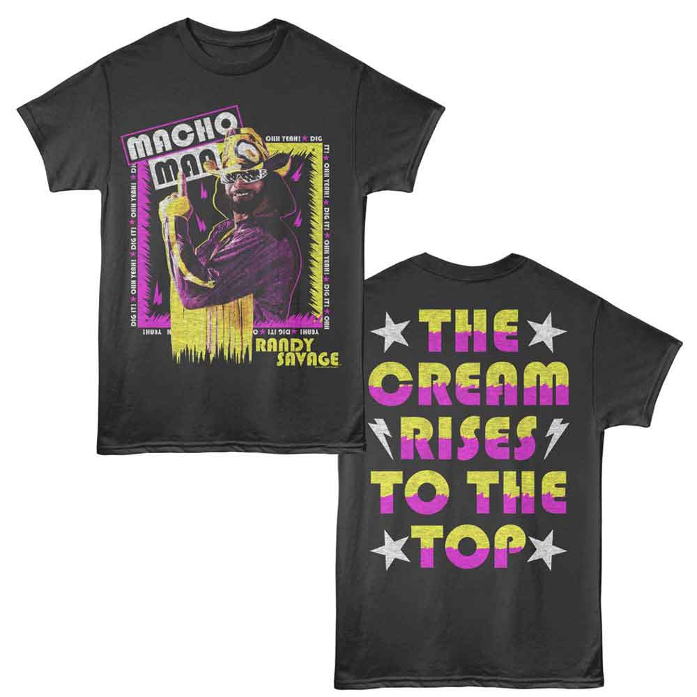 Macho Man - To The Top - 2-Sided Print Adult Short Sleeve Solid T-Shirt - Smoke