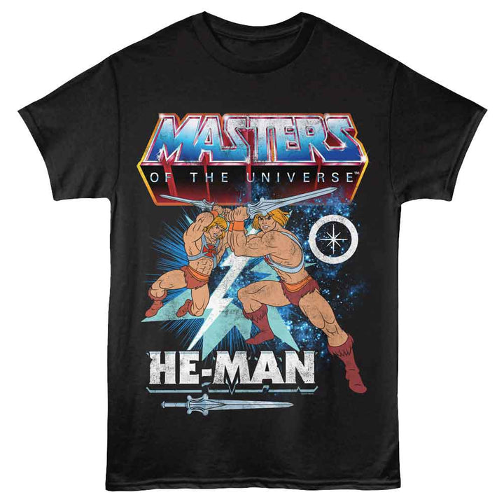 Masters Of The Universe - He Man Bolt - Black - Front Print Solid Adult Unisex Short Sleeve T-Shirt