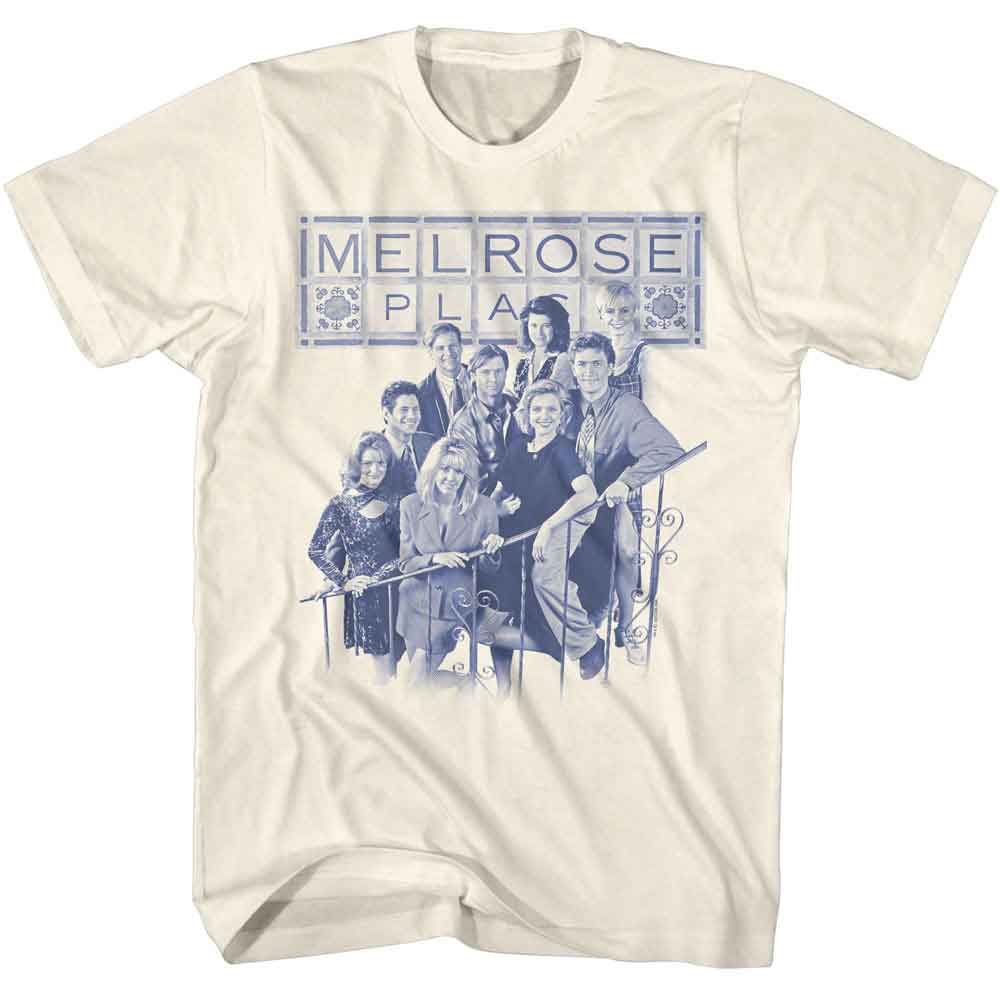 Melrose Place - Group Shot And Tiles - American Classics - Natural Adult Short Sleeve T-Shirt