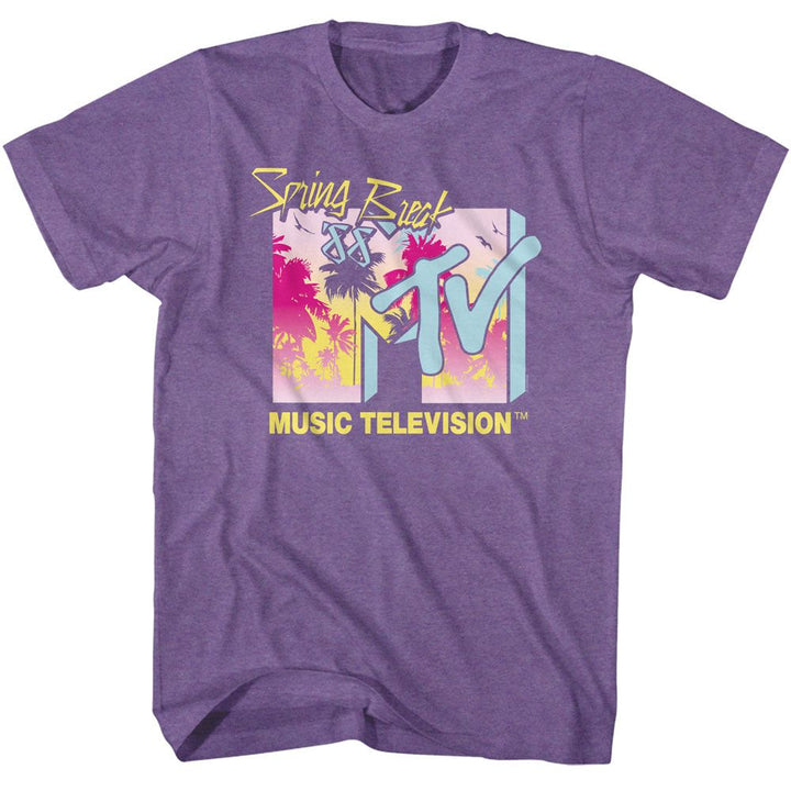 MTV - Spring Break 88 Palm Trees - American Classics - Heather Purple Adult Short Sleeve T-Shirt